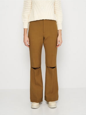 Расклешенные брюки коричневые | 6619236