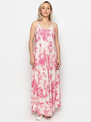 Платье А-силуэта розовое в принт | 6619880