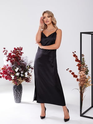 Сукня чорна в стилі sleep-dress | 6620601