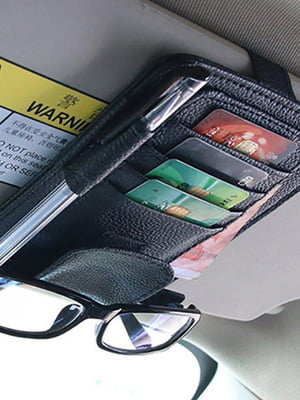 Органайзер із кріпленням для окулярів в авто для кредитних карт, грошей (чорний) | 6620810