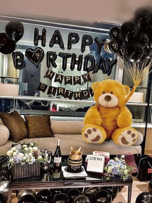 Набір повітряних кульок для фото на день народження Happy Birthday (чорний) | 6620915