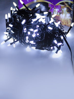 Гирлянда светодиодная LED 100 белый на черных проводах | 6620930