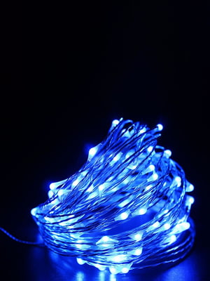 Гирлянда светодиодная роса на батарейках 10 м, 100 LED (Синий) | 6620946