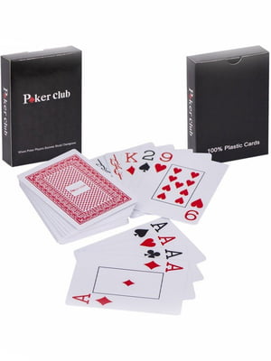 Карти гральні пластикові покерні Duke Poker Club 54 листа 87x62 мм червоні | 6621116