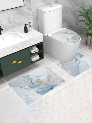 Набір килимків у ванну кімнату та туалет Мармур 3 шт | 6621188
