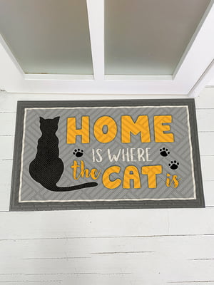 Дверний килимок Дім - там де є кіт | 6621213