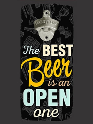 Відкривалка пляшок на стіну The best beer is an open one (32х15см) чорна | 6621903