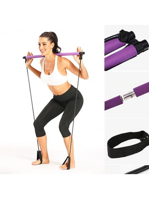 Гимнастическая палка для фитнеса с эспандерами фиолетового цвета | 6621948