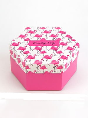 Подарункова коробка Шестигранне Життя прекрасне (20*10см) рожеве | 6622037