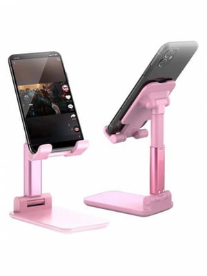 Складна настільна підставка для телефону та планшета Folding рожева | 6622338