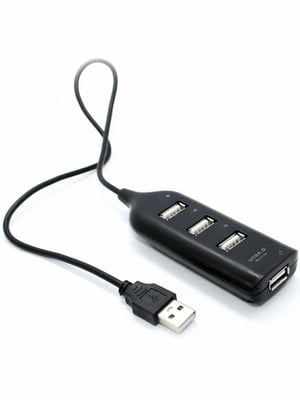 Разветвитель USB hub 2.0 хаб 4 порта черный | 6622684