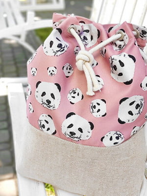 Рюкзак тканинний Панда рожевий в принт | 6622772