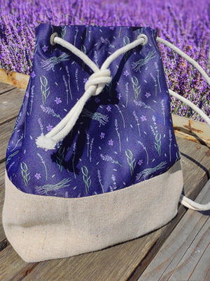 Рюкзак тканинний Квіти лаванди фіолетовий в принт | 6622777