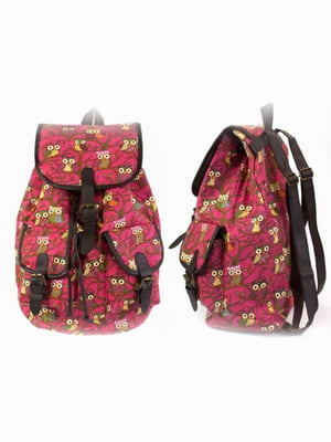 Рюкзак холщовый Pattern Совушки розовый | 6622782