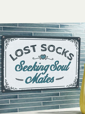 Табличка интерьерная металлическая Lost socks (26х18,5см) | 6622936