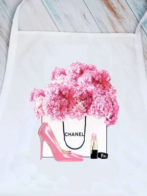 Фартук Chanel белый с цветочным принтом (52 х 80 х 108 см) | 6623104