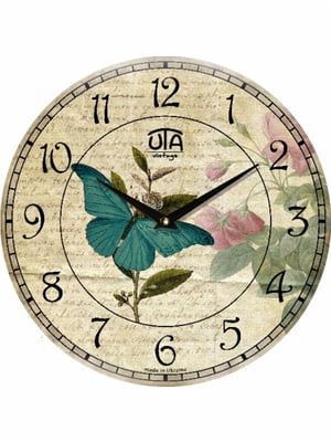 Настінний годинник Vintage Метелик на Квітці | 6623326