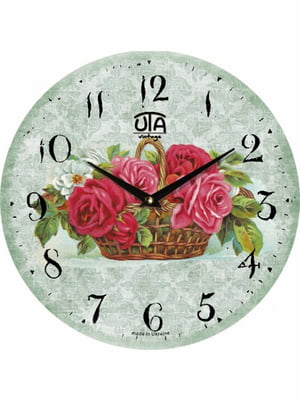 Настенные часы Vintage Садовые цветы в корзинке | 6623361
