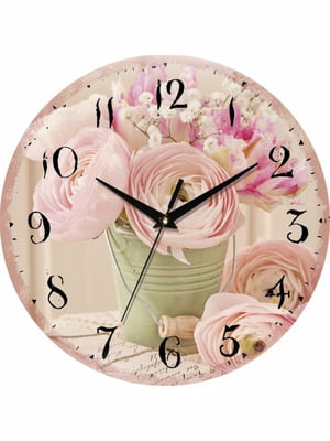 Настінний годинник Vintage Квіти у відерці | 6623367