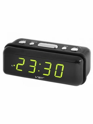 Настольные часы будильник от сети 220В (зеленые цифры) | 6623490