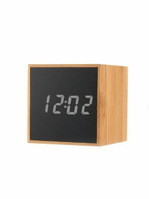 Часы будильник куб дерево Bamboo Led Clock (Белый) | 6623494