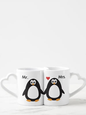 Парные чашки для влюбленных в виде сердца Mr&Mrs  (330 мл) | 6623560