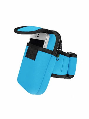 Чехол для смартфона с карманом на руку для спорта (голубой) | 6623701