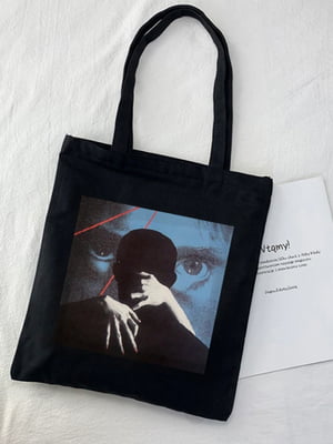 Еко сумка шоппер у стилі панк, Готична сумка-шоппер чорна з принтом (39х34 см) | 6623896