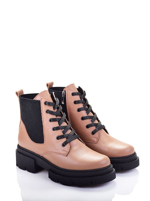 Кожаные ботинки светло-коричневого цвета на шнуровке | 6623990
