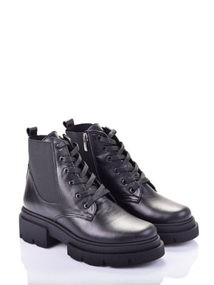 Кожаные ботинки черного цвета на шнуровке | 6623991