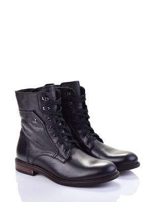 Кожаные ботинки черного цвета на шнуровке | 6624014