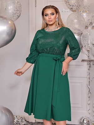 Святкова сукня зелена з поясом | 6624045