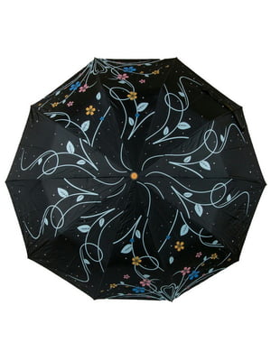 Зонт полуавтомат черный с рисунком | 6625376