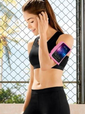 Чохол для смартфона на руку для бігу рожевий | 6625416