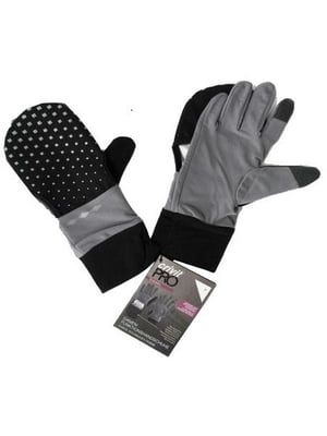 Перчатки черные для бега из фибры с сенсорными вставками | 6625420
