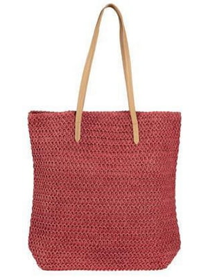Плетеная сумка шопер красная | 6625480