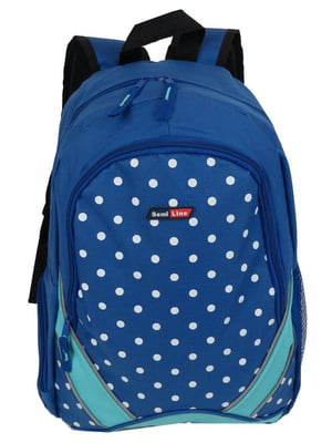 Молодежный городской рюкзак синий в горох (25L) | 6625727