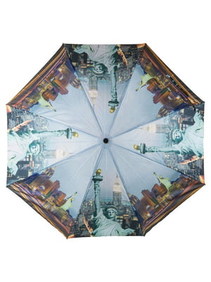 Зонт полуавтомат серый с рисунком | 6625763
