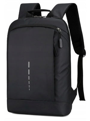 Компактний плоский міський рюкзак чорний | 6625811