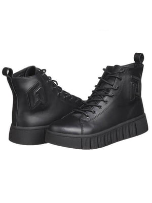 Зимние черные кожаные кроссовки | 6619566