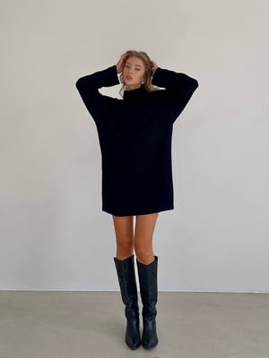 Теплое черное платье-свитер | 6628085