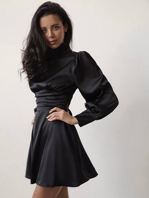Сукня А-силуету чорна з відкритою спиною | 6628088