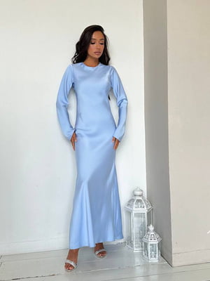 Платье голубое с длинным рукавом | 6628109