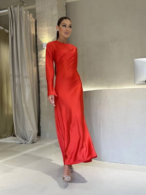 Платье красное с длинным рукавом | 6628110