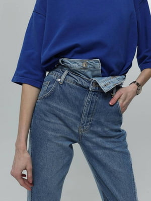 Джинси прямі мом кольору світлого джинсу | 6628330