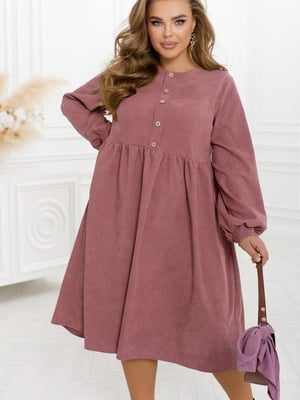Вельветова сукня міді рожево-лілова | 6628705