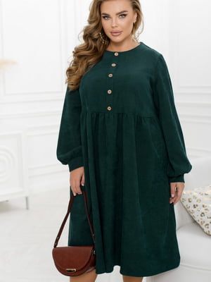Вельветова сукня міді зелена | 6628708