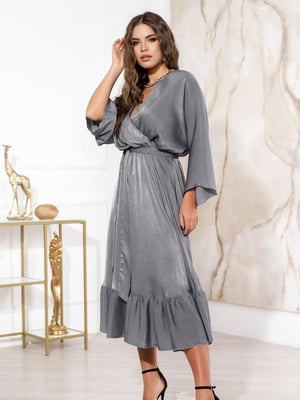 Романтична шовкова сукня сіра | 6629019