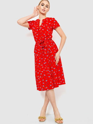 Платье А-силуэта красное в принт | 6617704