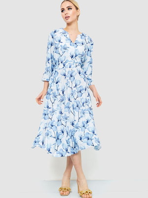 Платье молочно-голубое в цветочный принт | 6617718